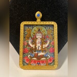 Buddhist Bodhisattva Hand Painted Pendant